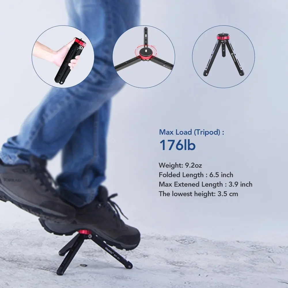 

Moman Table Tripod Minipod for DSLR Mirrorless Camera Camcoder Gimbal Stabilizer with 1/4 and 3/8 Screw Mount Max Load of 80 kg