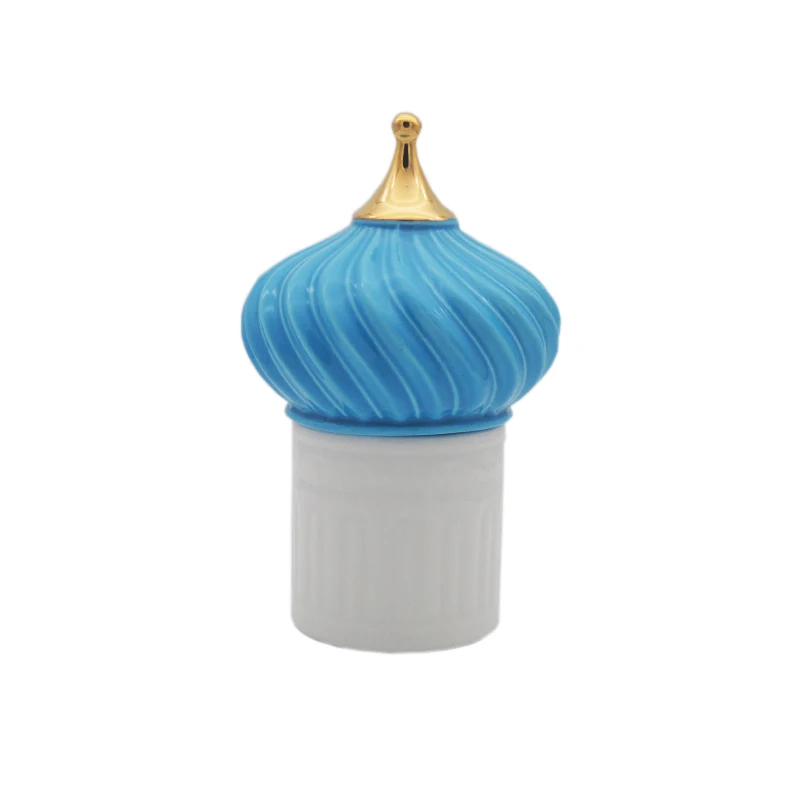 

European Creative Castle Candle Holder Ceramic House Decorative Storage Jar Creative Candlestick Storage Tank Home Decoration