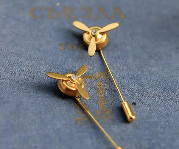 

Vintage Retro Long Lapel Pin Cute Airscrew Brooch Pins propeller Brooches Goth Jewelry1960's
