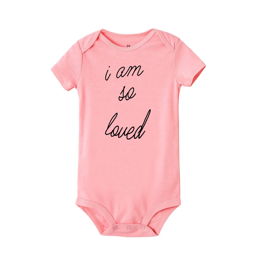 I Am So Loved Funny Cute Babe Onesie Newborn Baby Bodysuit Infant Short Sleeve Creeper Baby Boy Girl Clothes Body Suit