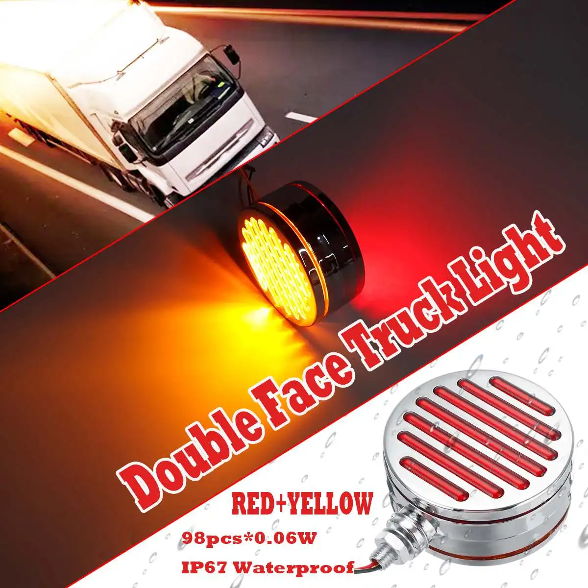 

12V 98 LED Side Marker lights Stop Rear Tail Brake Reverse Lights Waterproof Truck Safety Indicator Lamp for Trailers Truck Utes