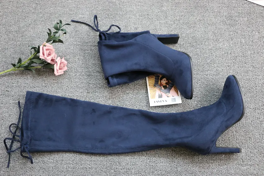 ESVEVA/ г. Ботфорты теплые зимние женские сапоги мотоботы из флока и эластичной ткани на платформе модная обувь размер 34-43