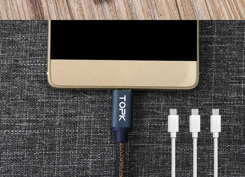 Type-C кабель, TOPK Denim провод USB C позолоченный штекер быстрой зарядки usb type C кабель для MacBook/Xiaomi 4C/Letv/Oneplus