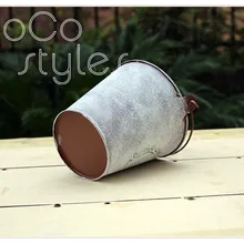 Cocostyles изготовленный на заказ пустой винтажный белый лаковый круглый железное ведро с ручкой для газона СВАДЬБЫ ДОБРО ПОЖАЛОВАТЬ Подарочная коробка и домашний декор