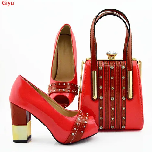 coral shoes and matching bag