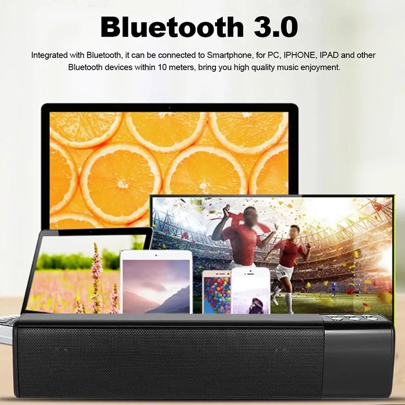 

Portable 10W HIFI Wireless Bluetooth Speaker Stereo Soundbar TF FM Column for TV Laptop Phone HSJ-19