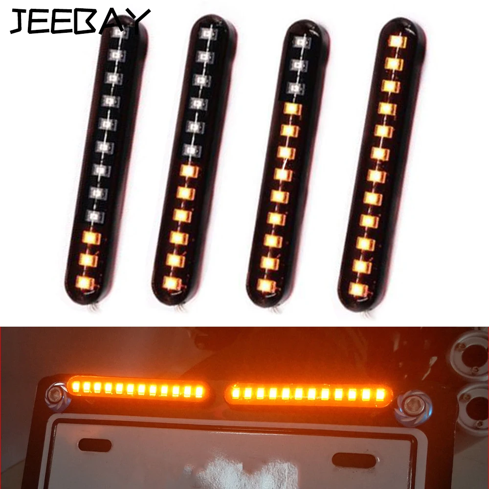 

JEEBAY Motorcycle Turn Signal Indicator Light Motorcycle Flasher Blinker 12 LED License Plate Light Motorcycle Accessories Lamp