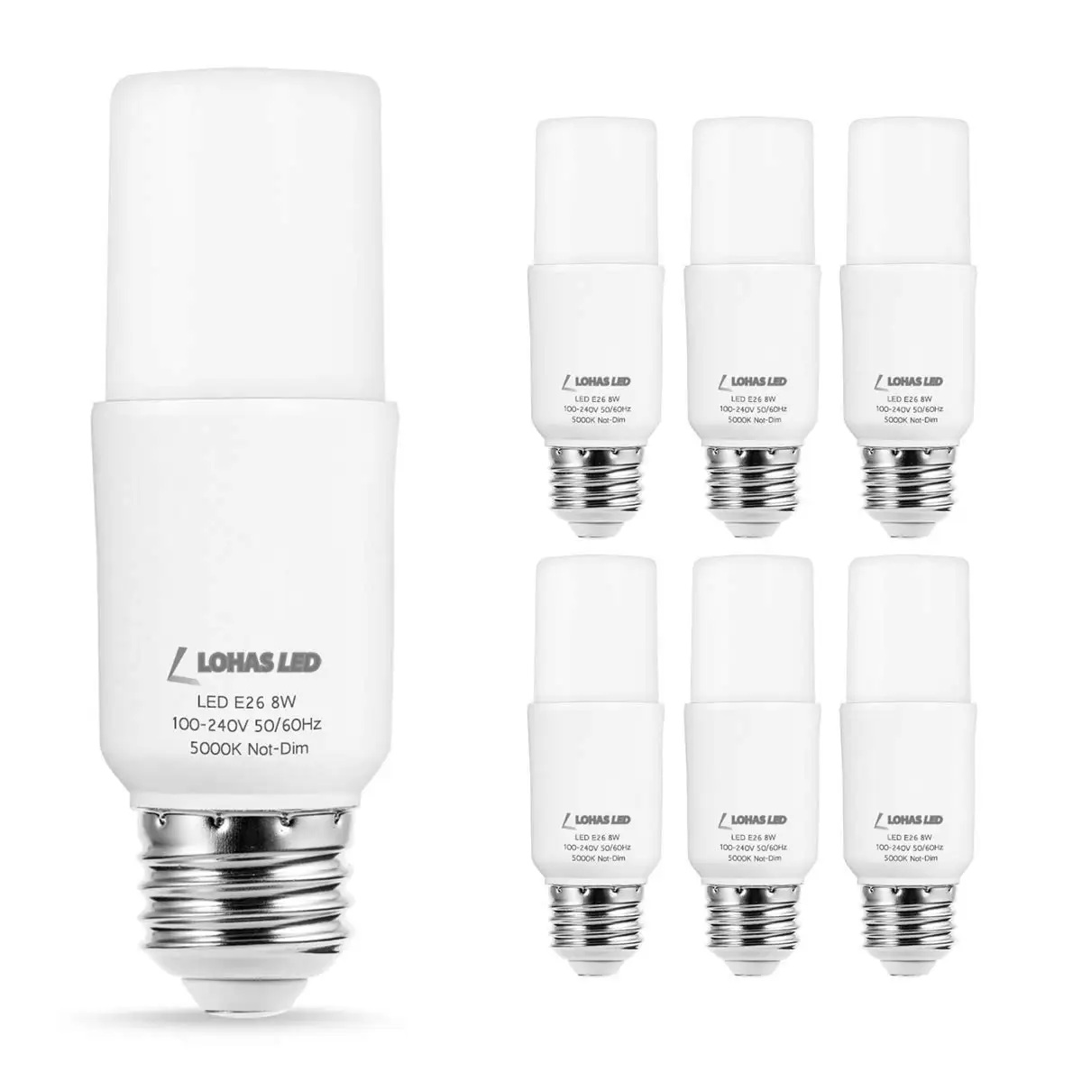 

Tubular LED Bulb 5000K Daylight White 8W Equivalent T10 E26 (60W) 800 Lumens 360 Degree for Home Commercial Place Light-6Pack