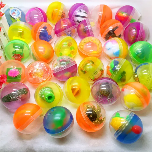 10pc/set 50mm diameter plastic color balls capsules toys with inside different small toys
