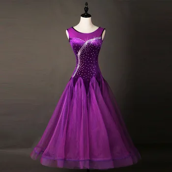 ballroom dance competition dresses girls kids women children woman waltz customized standard withe ladies 2017 purple