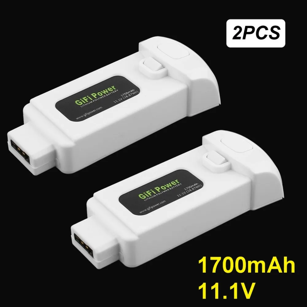

Gifi Power 2 Pcs 11.1V 1700mAh 18.87Wh Lithium Polymer Battery for Yuneec Breeze Flying Camera Drone Extra Replacement Power