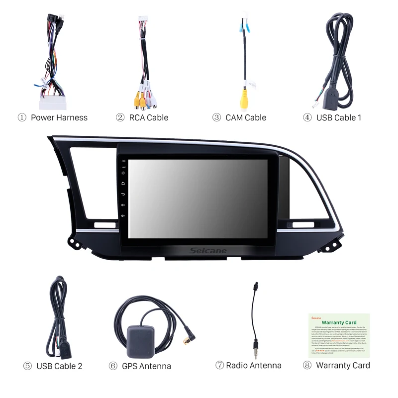Reproductor Multimedia de coche Seicane para 2016 Hyundai Elantra 9 pulgadas 2 Din Android 81 HD 10