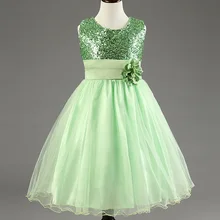Princess girls dresses flower belt solid sequined dress christmas toddler teen age size 2t 3t 4 5 6 7 8 9 10 11 12 13 14 years