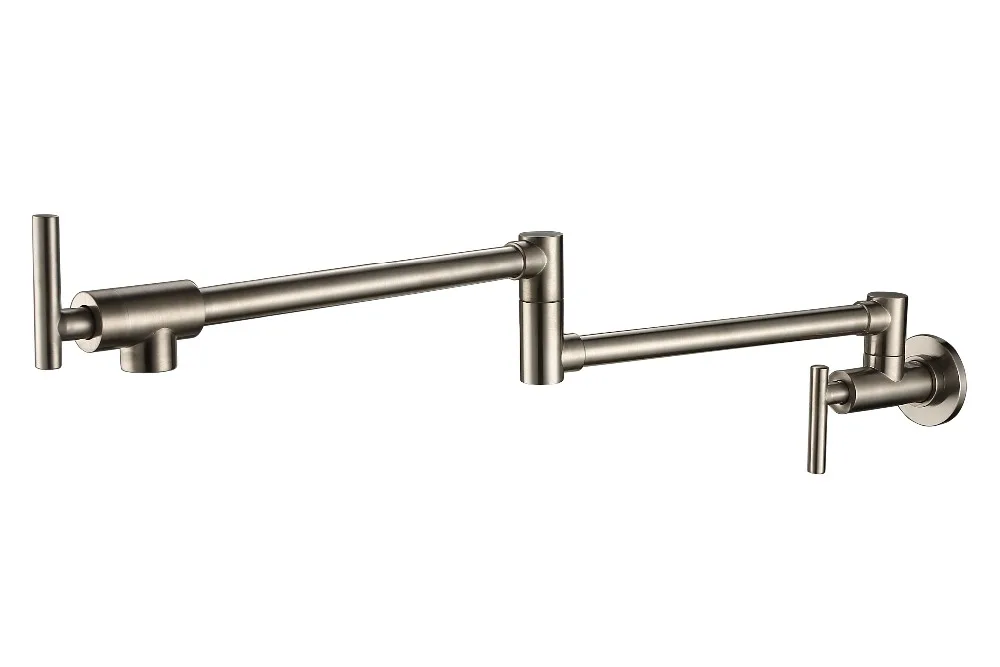 

Free ship Wall Mount single cold Pot Filler kitchen faucet mixer tap Double Joint Spout Brushed nickel