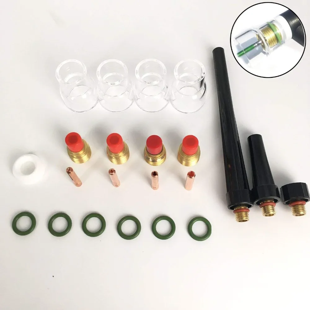 

22pcs Pratical Welding Pyrex Cup Welding Torch Stubby Gas Lens #12 Pyrex Tig Cup Kit for WP-9/20/25