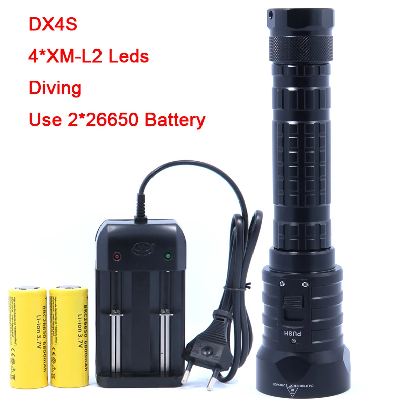 Светодиодный фонарик для дайвинга DX4S подводсветильник фонарь 4x L2 4L2 18650 26650 яркий