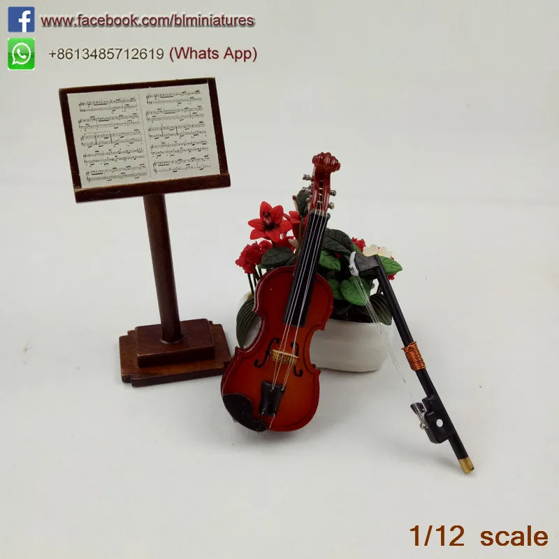 1/12scale Dollhouse Miniature Violin with Music Stand Music Room Set