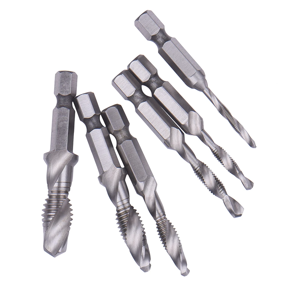 Silver Hand Screw Thread Metric Taps Drill Bits M3 M4 M5 M6 M8 M10 Hex Shank HSS Tap Drill Hand Tools