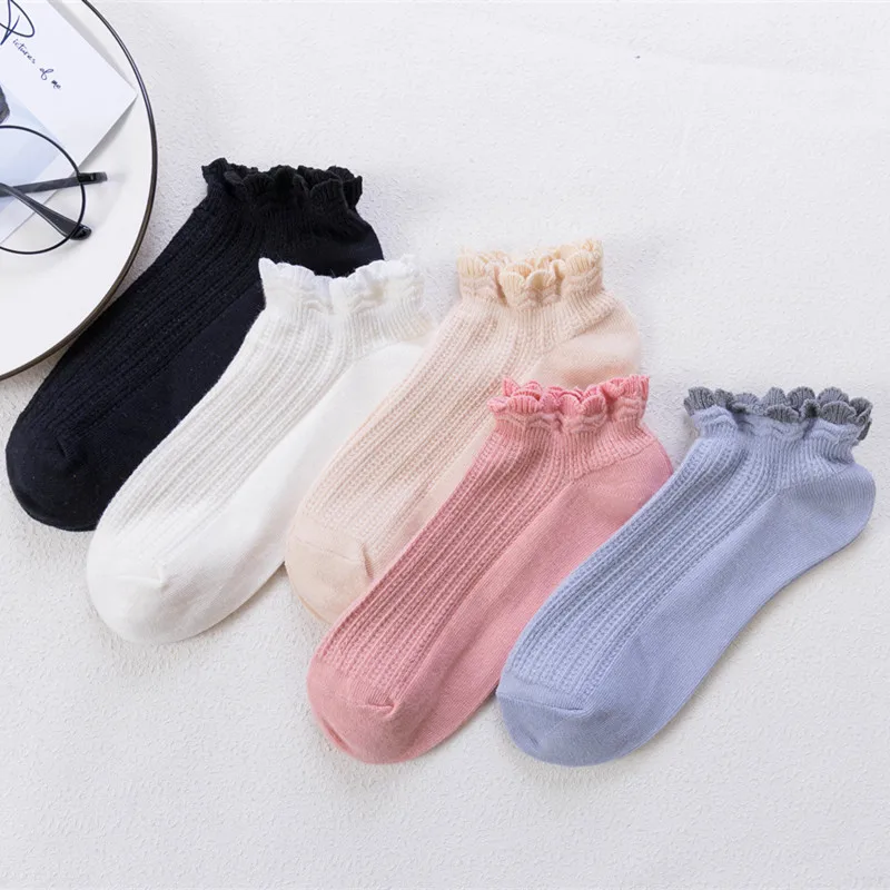 

Spring Summer Lace Ruffles Socks Cotton Ankle Lovely Frilly Edge Girls' Women Socks Sweet Casual Tube Lady Vintage Happy Socks