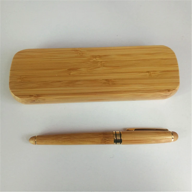 Винтажная элегантная бамбуковая авторучка с коробкой для бизнес-подарков, роскошная брендовая офисная авторучка