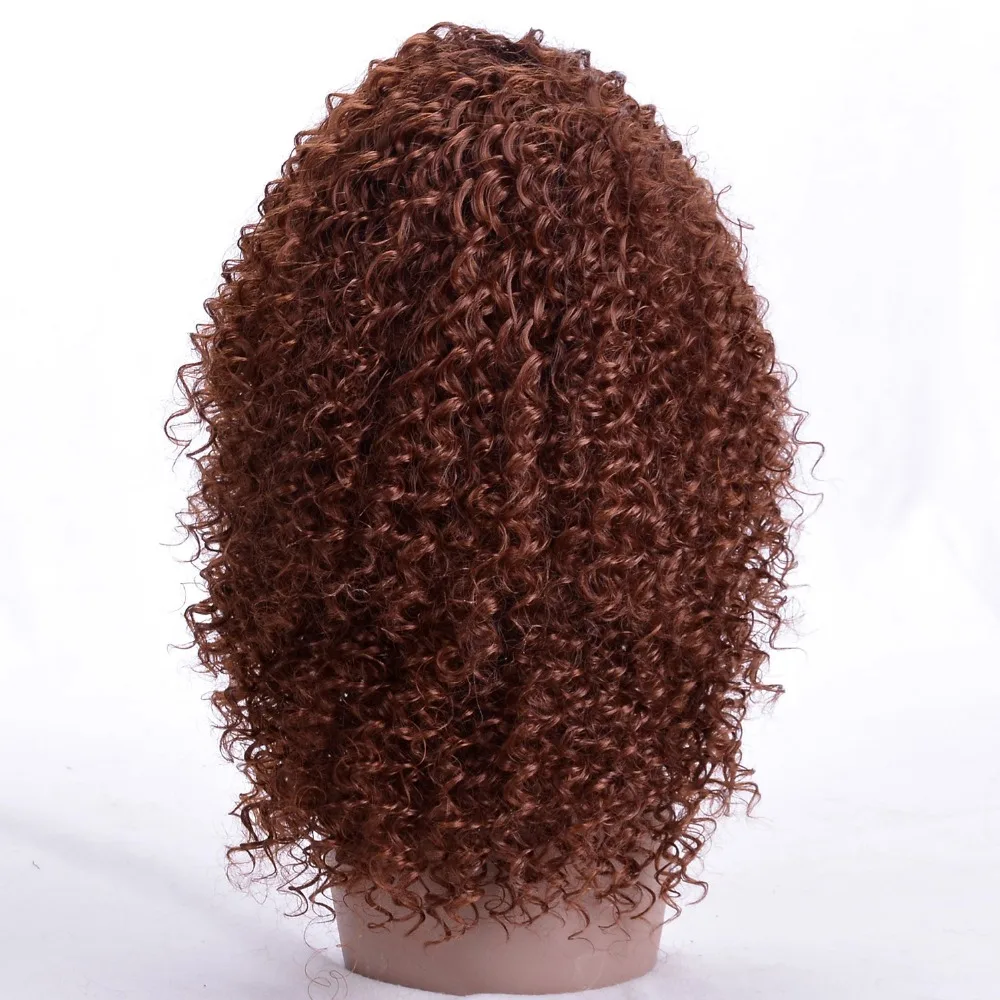 Deyngs 16Inches Long Afro Kinky Curly Wigs for Black Women  Dark Brown Synthetic Wigs African Hairstyle Afro Curly Wigs for Women Free Part (3)