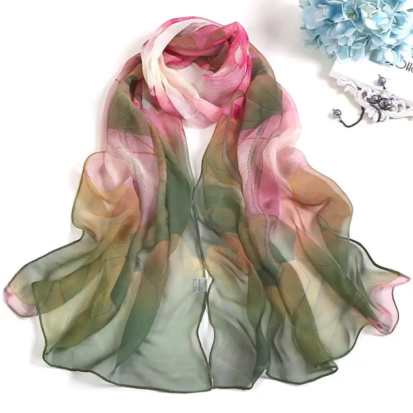 Новейшая мода, женские шали с принтом лотоса, Длинный мягкий шарф, Дамская шаль, мягкие шарфы, фантастический шейный платок, обертка s Echarpe - Цвет: C