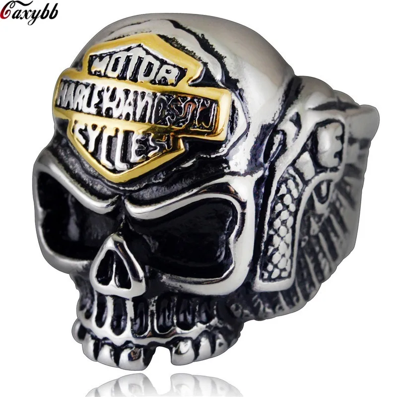

Wings Skull Men Ring Gothic Punk Men Stainless Steel Finger Rings Punk Biker Unique Male Jewelry Skeleton Ghost Man