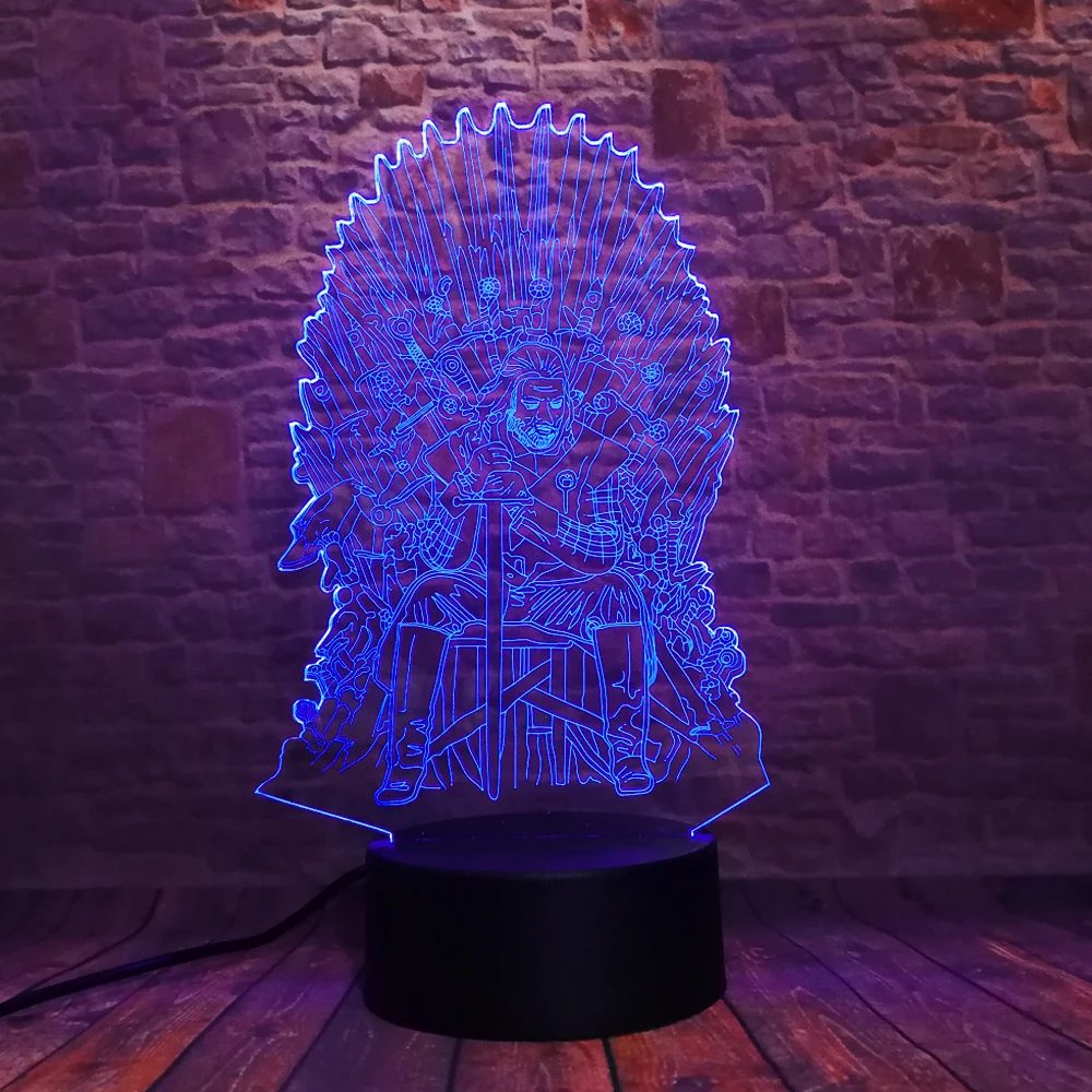 Eddard Старк трон Игра престолов песня Льда и Огня 3D 7 цветов Изменение светодиодный