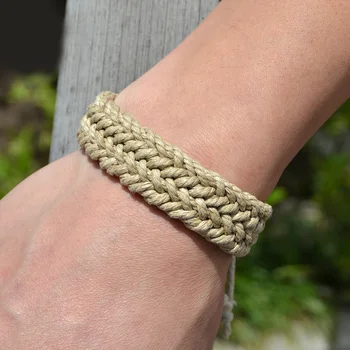 

Natural cotton and linen colorful bracelet original handmade jewelry Free shipping #EZ125