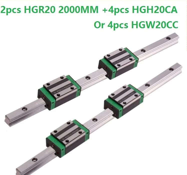 2 шт. линейный рельс HGR20 2000 мм + 4 HGH20CA/HGW20CC блок|Линейные направляющие| |