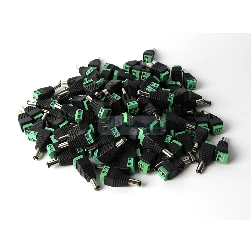 10 / 20 / 50 / 100Pcs/lot 2.1mm DC Connector CCTV Male Plug Adapter Cable UTP Camera Video Balun Connector
