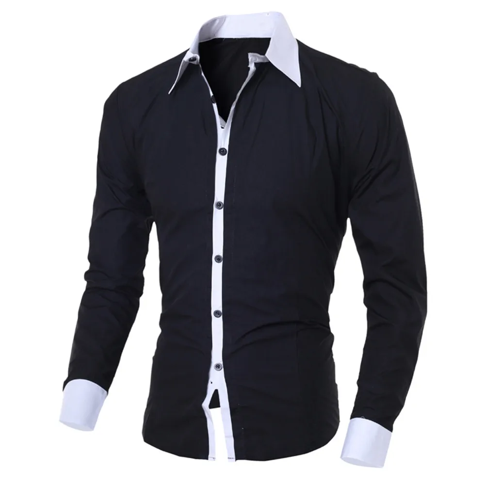 Мужская рубашка с длинным рукавом Camisa Masculina Повседневная приталенная в стиле