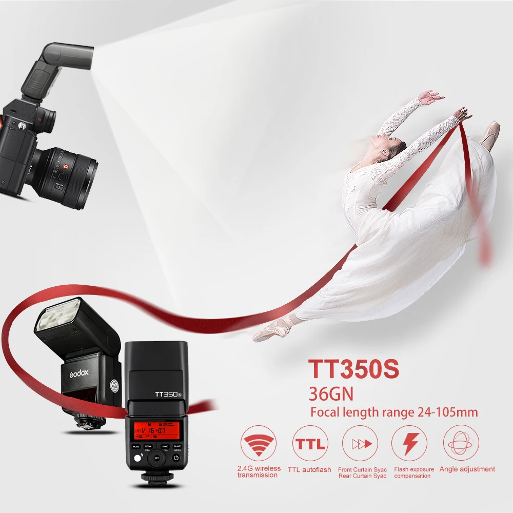 

Godox Mini Thinklite TTL TT350S Camera Flash High Speed 1/8000s GN36 For Sony Digital Camera with SoftBox+Color Filter Kit