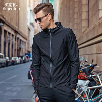 

Enjeolon Brand Fashion Bomber Hoodies Jackets Men Hooded Black Solid Mens Jacket Coats Hoodies Jacket Men Cool Clothes WT0224
