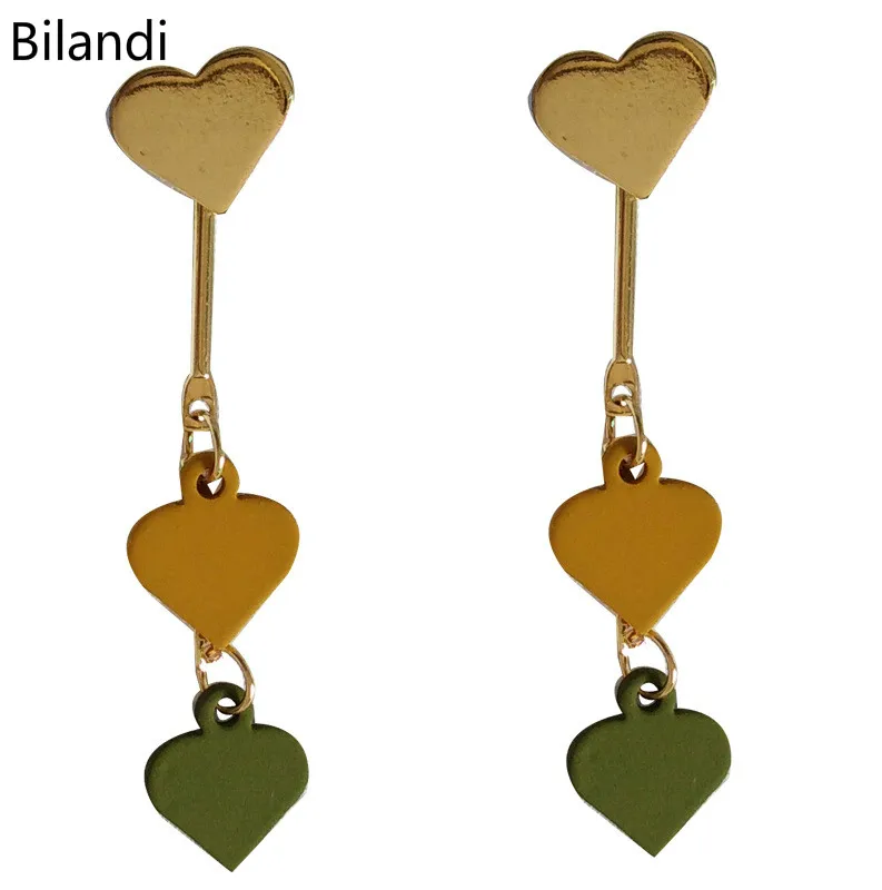 

Newest Design Fashion Jewelry Colorful Heart Dangle Drop Earrings For Woman