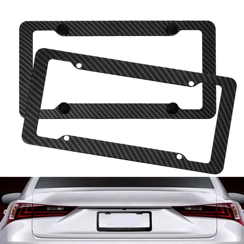 Buy 2Pcs/Set Carbon Fiber License Plate Frame, Slim