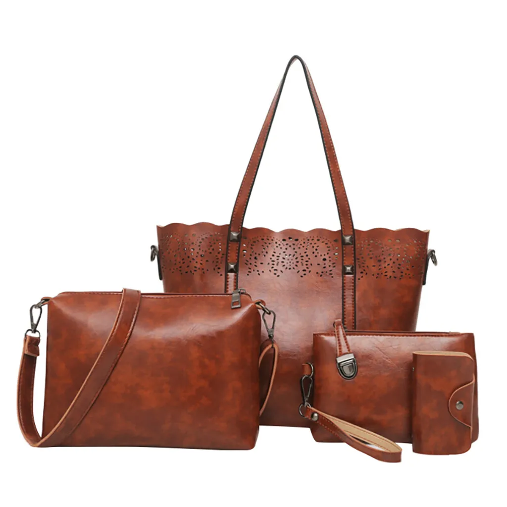 Женская кожаная сумка, женские кожаные ремешки на плечо для сумок, женские сумки через плечо, большие сумки через плечо для женщин, 4 шт., набор женских сумок