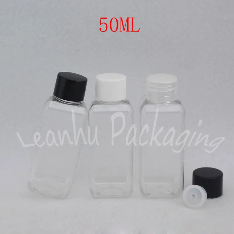 

50ML Square Transparent Plastic Empty Bottle , 50CC Lotion / Water Sub-bottling , Empty Cosmetic Container ( 50 PC/Lot )