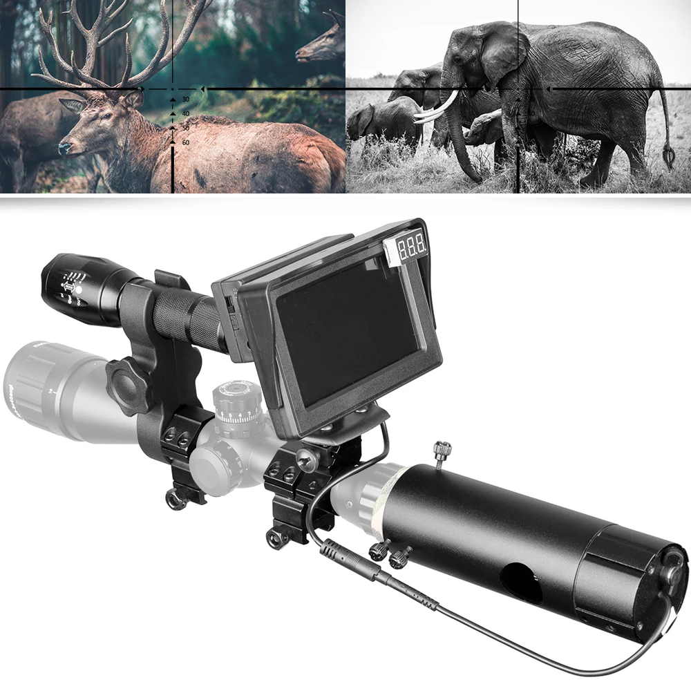 

850nm Infrared DIY Night Vision Device Scope Sight Day Night Outdoor Dual Use LCD Screen &Laser Flashlight &Camouflage Tape