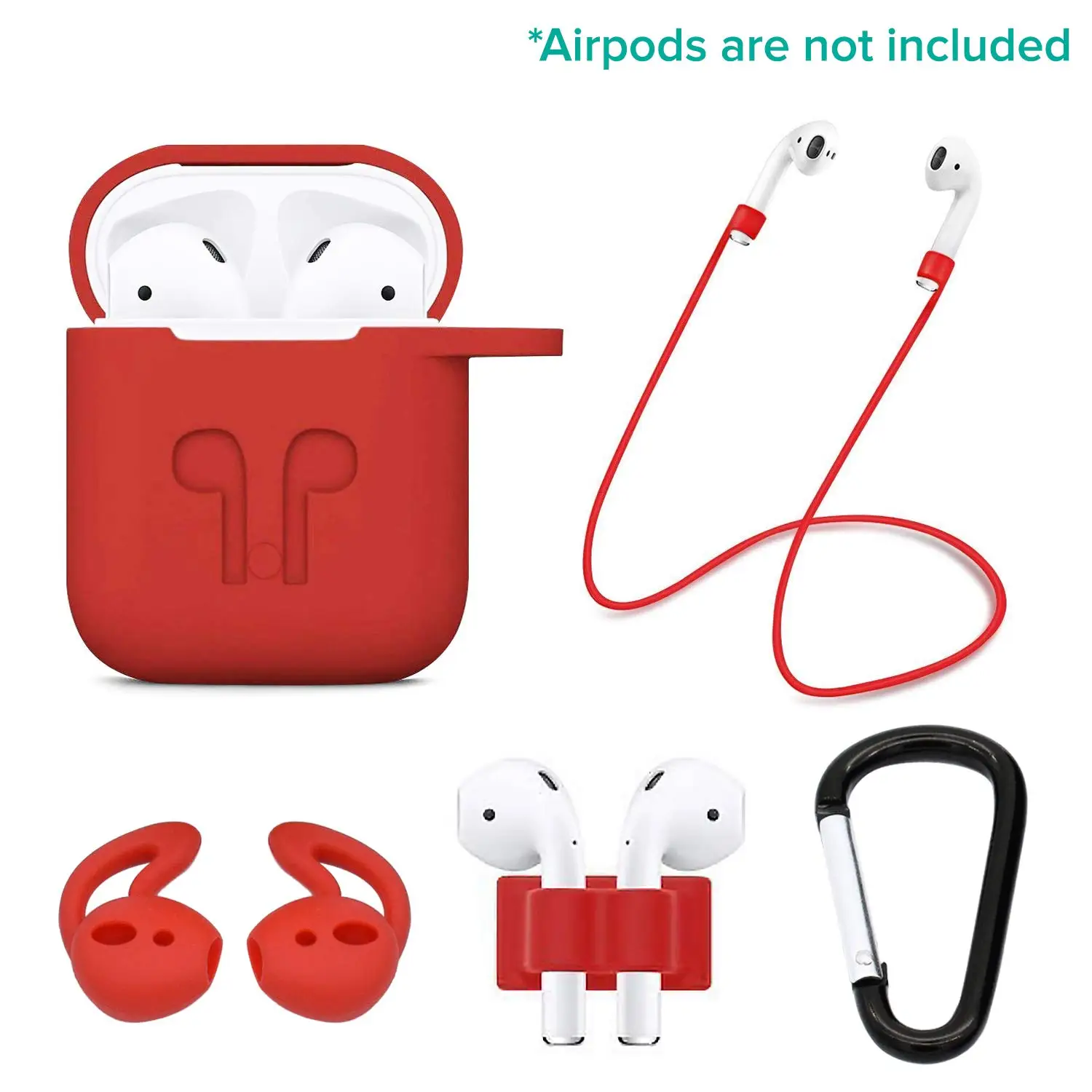 Силиконовый чехол 5 в 1 для Airpods/Airpods ремешок/Airpods крючки для ушей/анти-потеря карабин/Airpods часы ремешок держатель