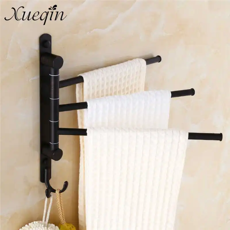 

Xueqin Oil Rubbed Bronze Swing Out Towel Racks for Bathroom Towel Hanging Holder Wall Mounted Towel Bars with Hooks 3-Arm