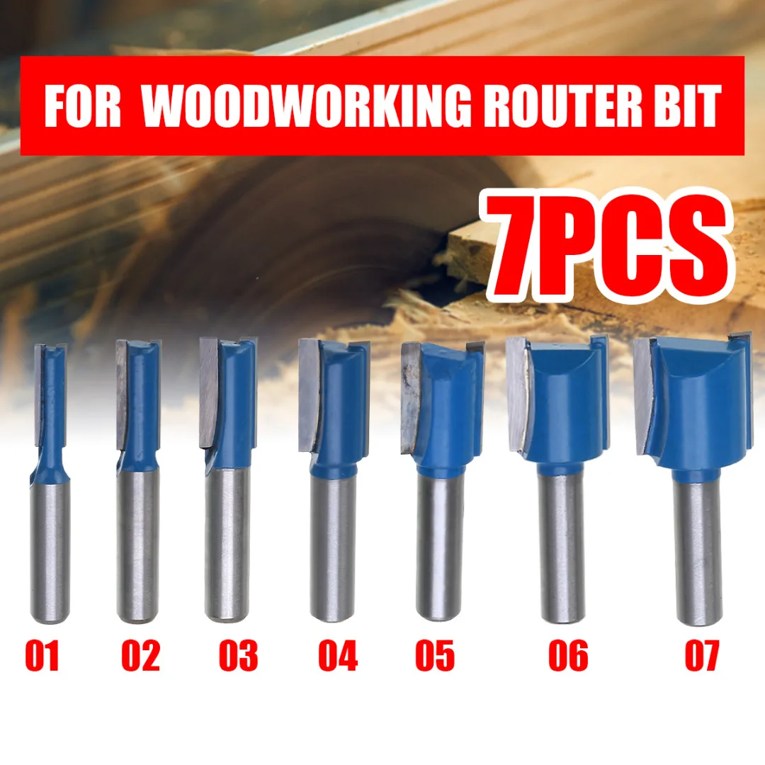 1Pc 8mm Medium Carbon Steel Shank Straight Router Bit Set 6/8/10/12/14/18/20mm Cutting Diameter Used On Turning Lathe Machine