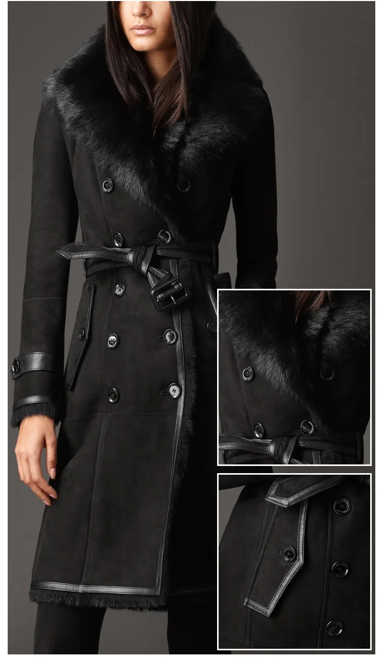 Новинка, зимняя женская куртка из натурального меха, длинный пояс, шерсть, двустороннее меховое пальто, винтажная сексуальная теплая тонкая верхняя одежда с поясом, Cacaso 683