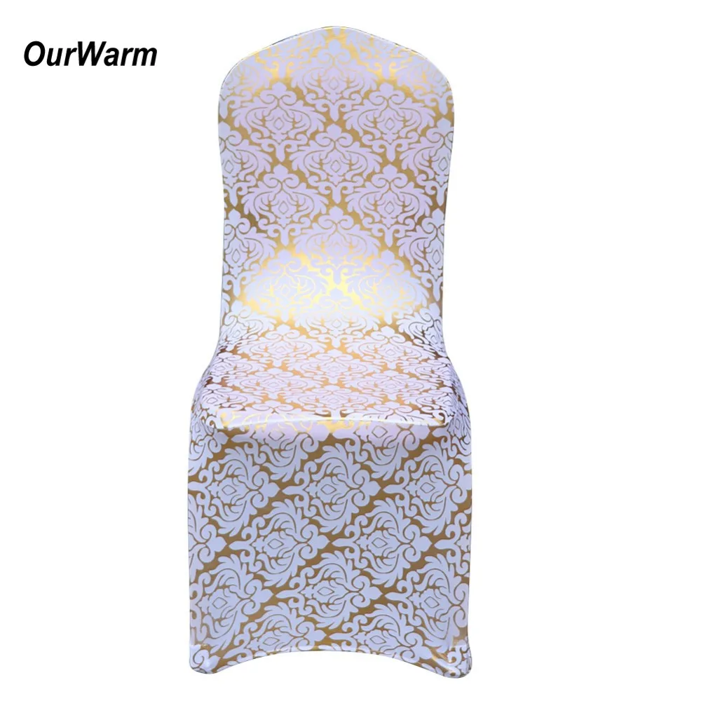 Buy OurWarm 1pc Gold Chair Cover Dining Wedding Hotel