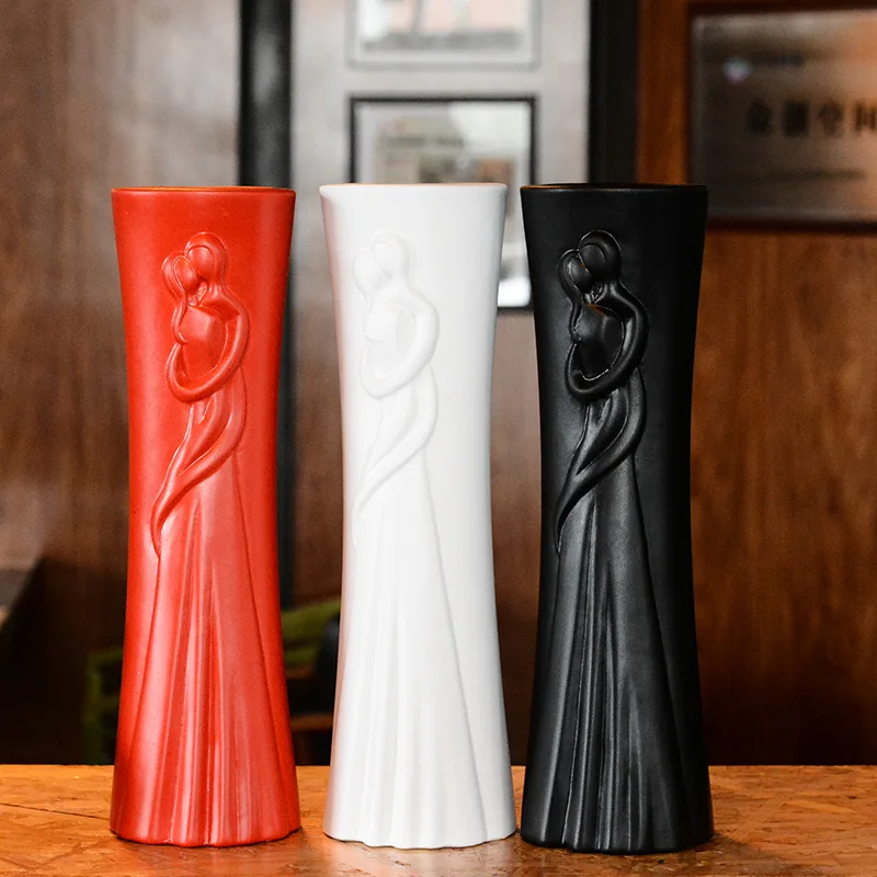 

Europe Style Christmas Vase Ceramic Hug Lovers Tabletop Flower Vases For Decoration Wedding New Year Living Room Flower Pot Vase