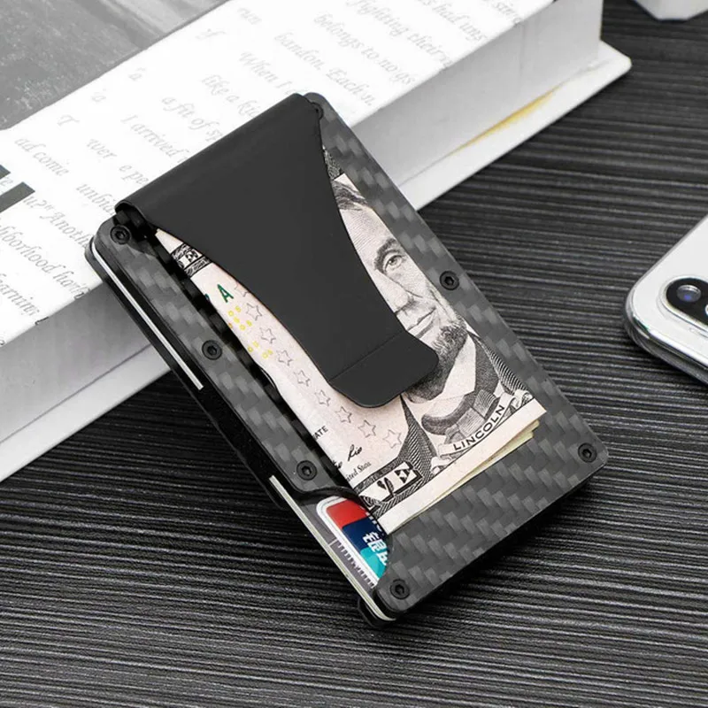 

Men's Wallet Credit Card Holder Carbon Fiber Money Clip Minimalist Front Pocket Slim Metal Money Clip Gift For Man Drop Shipping
