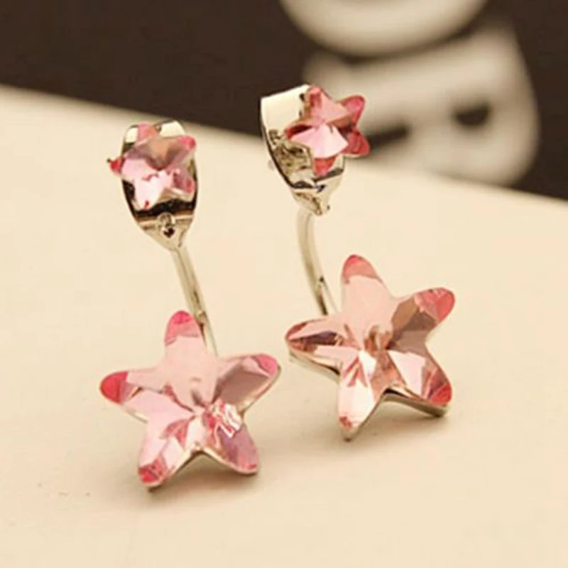 1Pair Elegant Womens Cute Rhinestone Star Ear Stud Earring Jewelry