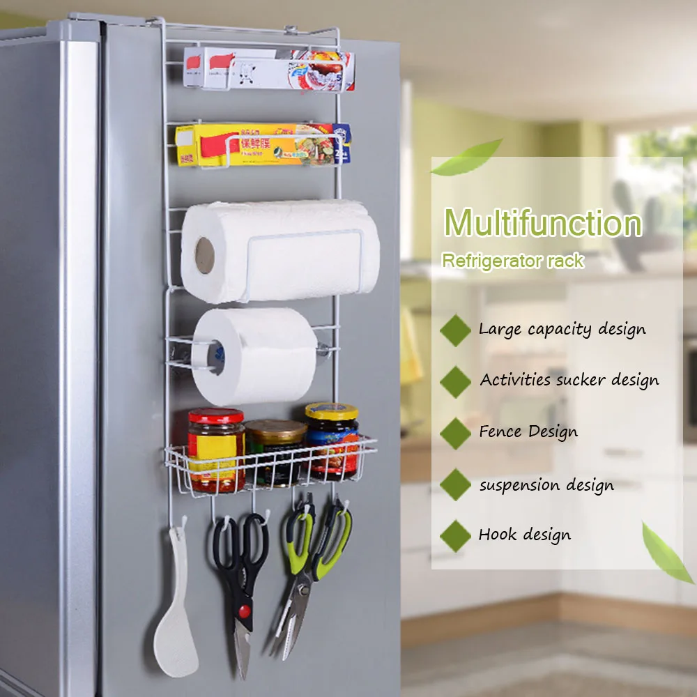 6 Tier Multi Purpose Metal Kitchen Cabinet Refrigerator Side Image 6 Tier Multi Purpose Metal Kitchen Cabinet Refrigerator Side Rack Door Storage Shelves