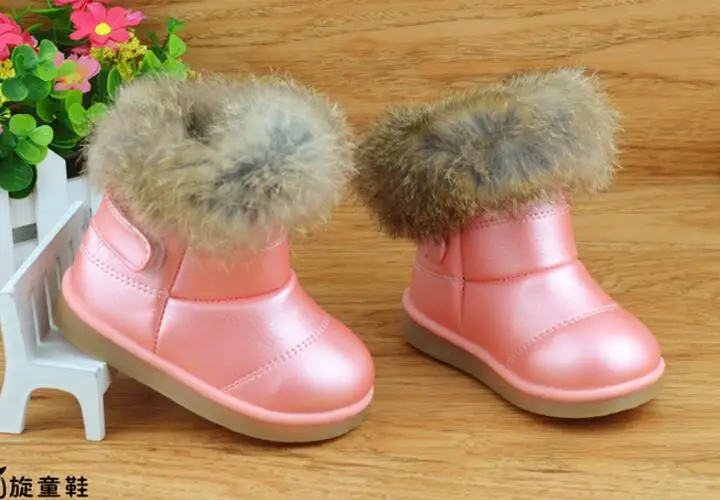 Клоун утки детская реальный Кролика Теплые сапожки с мехом eu21-30 обувь для детей ботинки для девочек Теплый плюш Водонепроницаемый зима