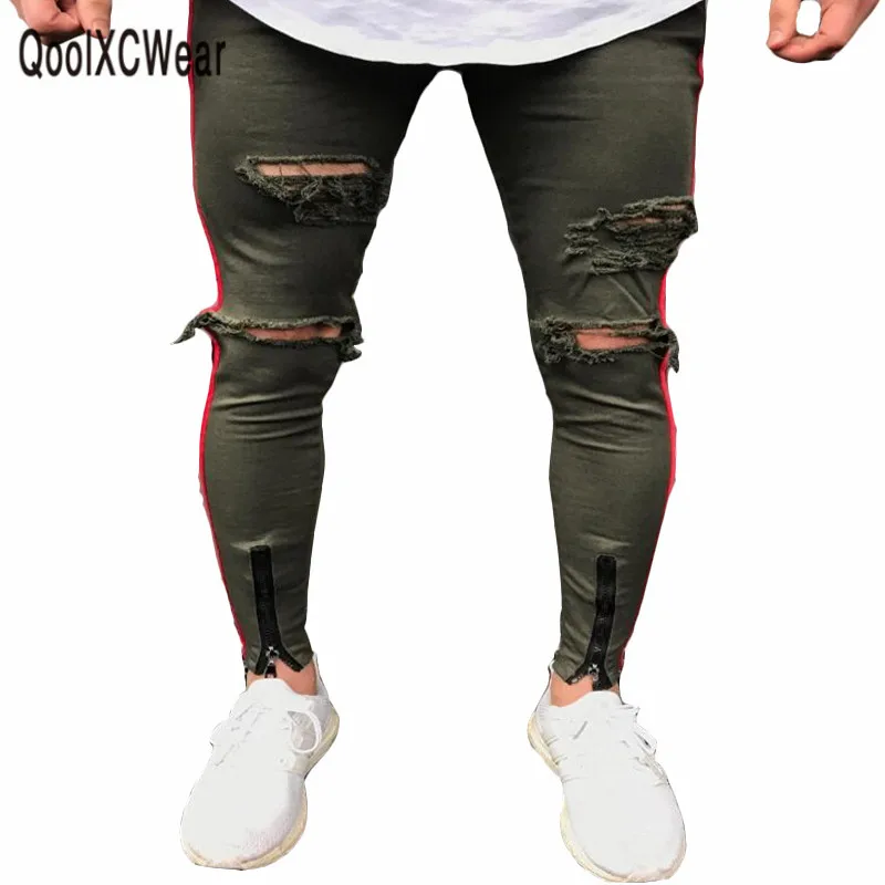 

2018 New Arrived Men Jeans Distressed Slim Elastic men Jeans Denim Biker Jeans Hip hop Pants Washed Ripped Jeans